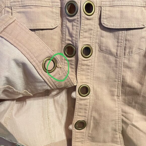 Dress Barn Tan Mock Neck Grommet Jacket w Ribbon Bow Detail - Picture 5 of 6